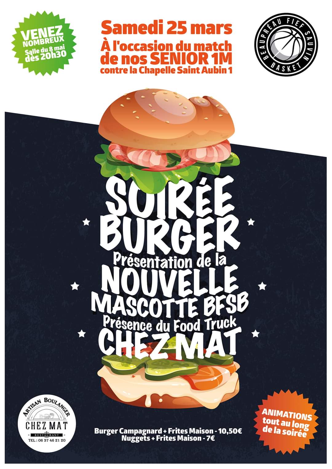 25 mars : soirée burger