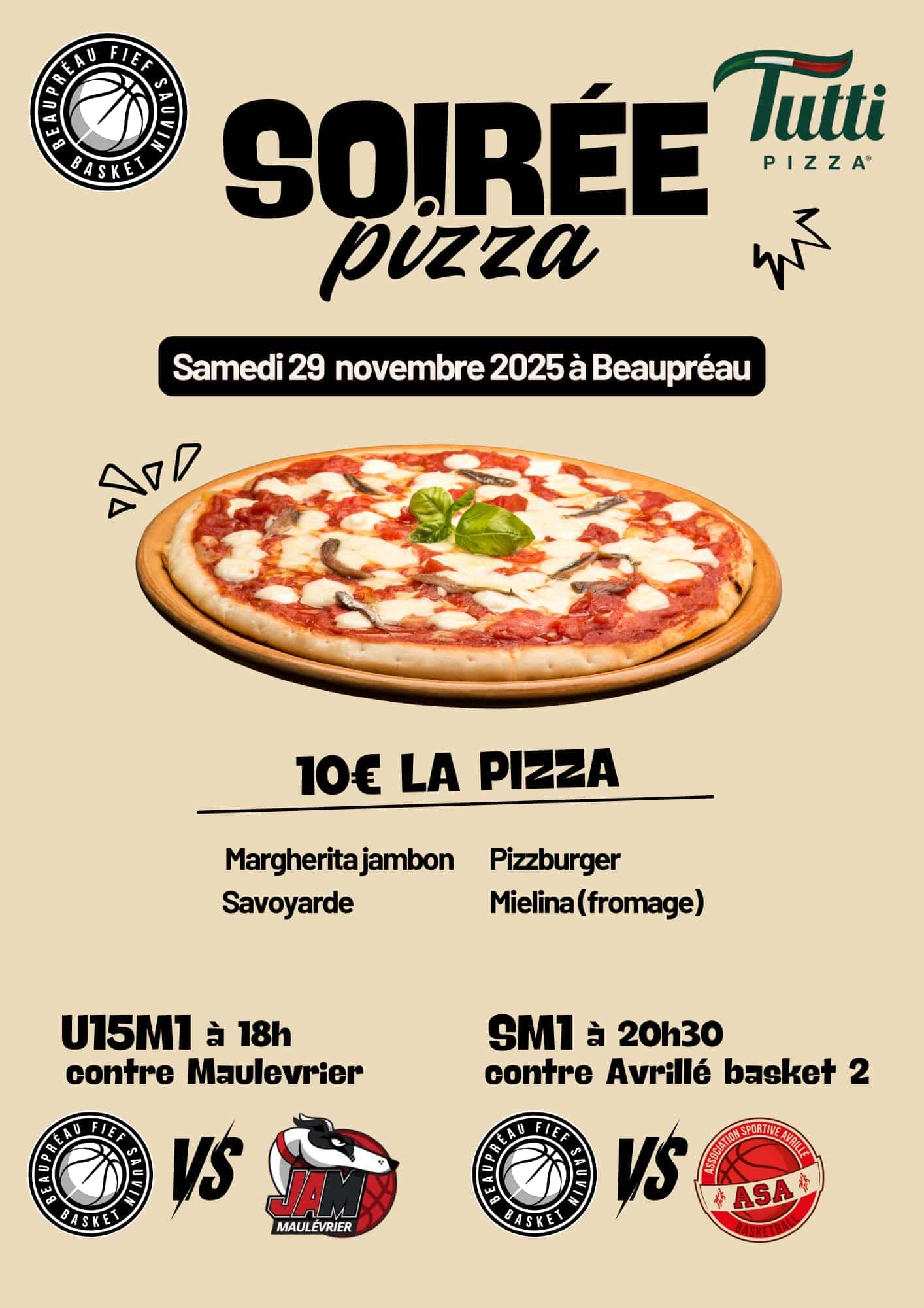 Soirée pizza BFSB le 29 novembre